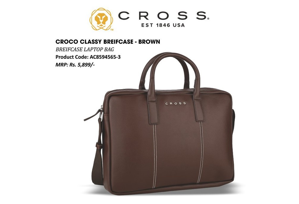 Croco Classy Briefcase Brown
